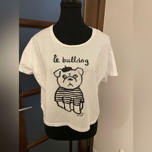 4 for 25$ deal! French Connection Fun Bulldog Cropped Tee size Medium